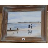 Eric Maesfield, oil on board, Camber Sands, signed, Llewelyn Alexander label verso, 29 x 39cm