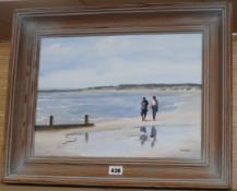 Eric Maesfield, oil on board, Camber Sands, signed, Llewelyn Alexander label verso, 29 x 39cm