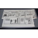 A group of unframed pen and ink original cartoons, including 'Andy Cap' by Reg Smythe and others