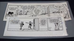 A group of unframed pen and ink original cartoons, including 'Andy Cap' by Reg Smythe and others