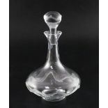 A Lalique Crystal 'Champs de Mars' decanter and stopper applied with frosted wavy beaded bands,
