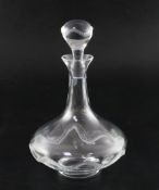 A Lalique Crystal 'Champs de Mars' decanter and stopper applied with frosted wavy beaded bands,