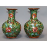 A pair of Chinese cloisonne enamel vases height 22cm