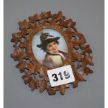 A Black Forest framed porcelain portrait miniature