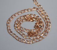 A 9ct yellow gold flattened curb-link chain, 58cm, 16.9 grams.