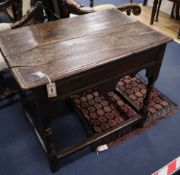 A 17th century small oak side table W.86cm