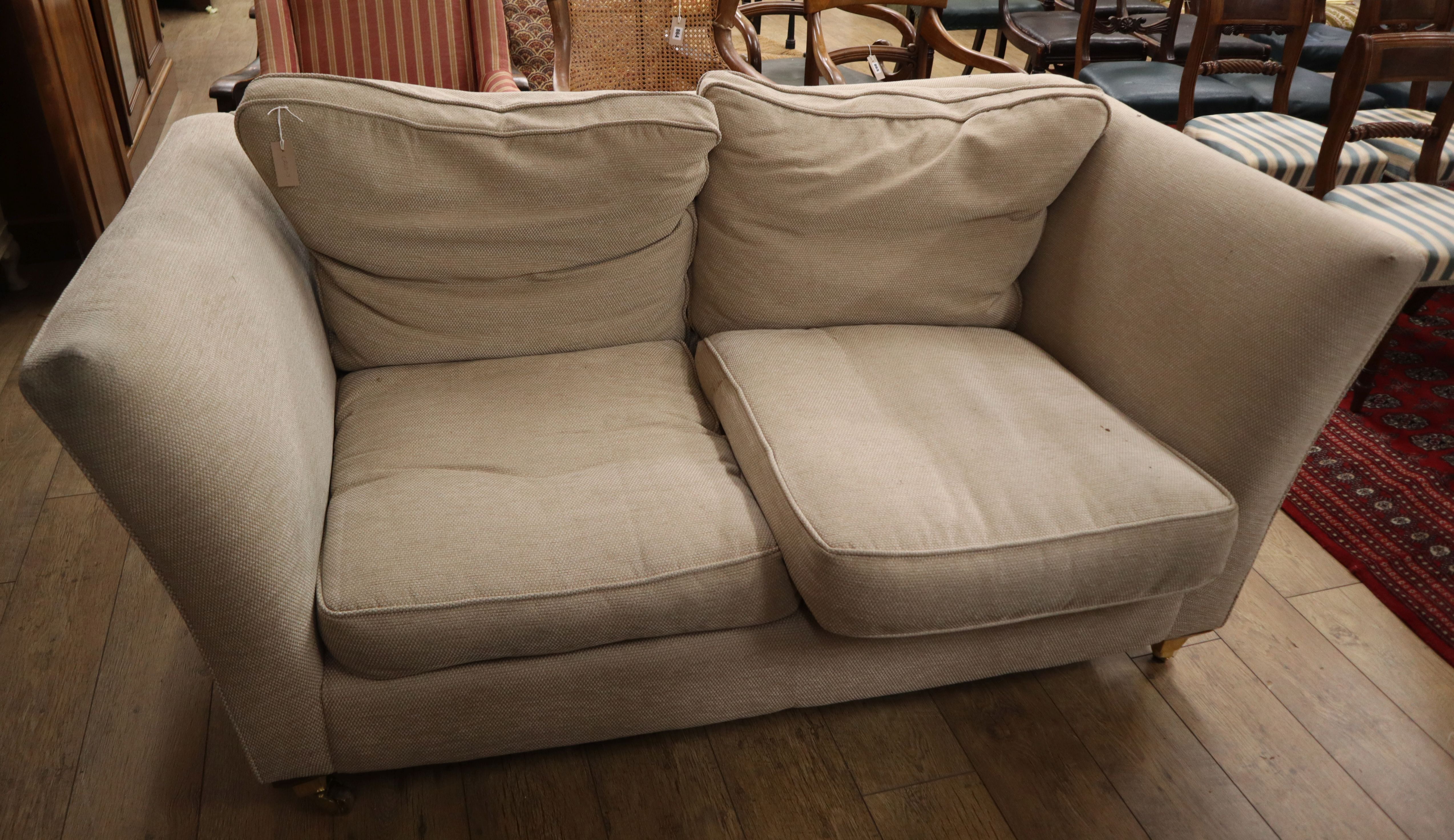 A modern natural linen two seater sofa W.180cm - Image 2 of 2