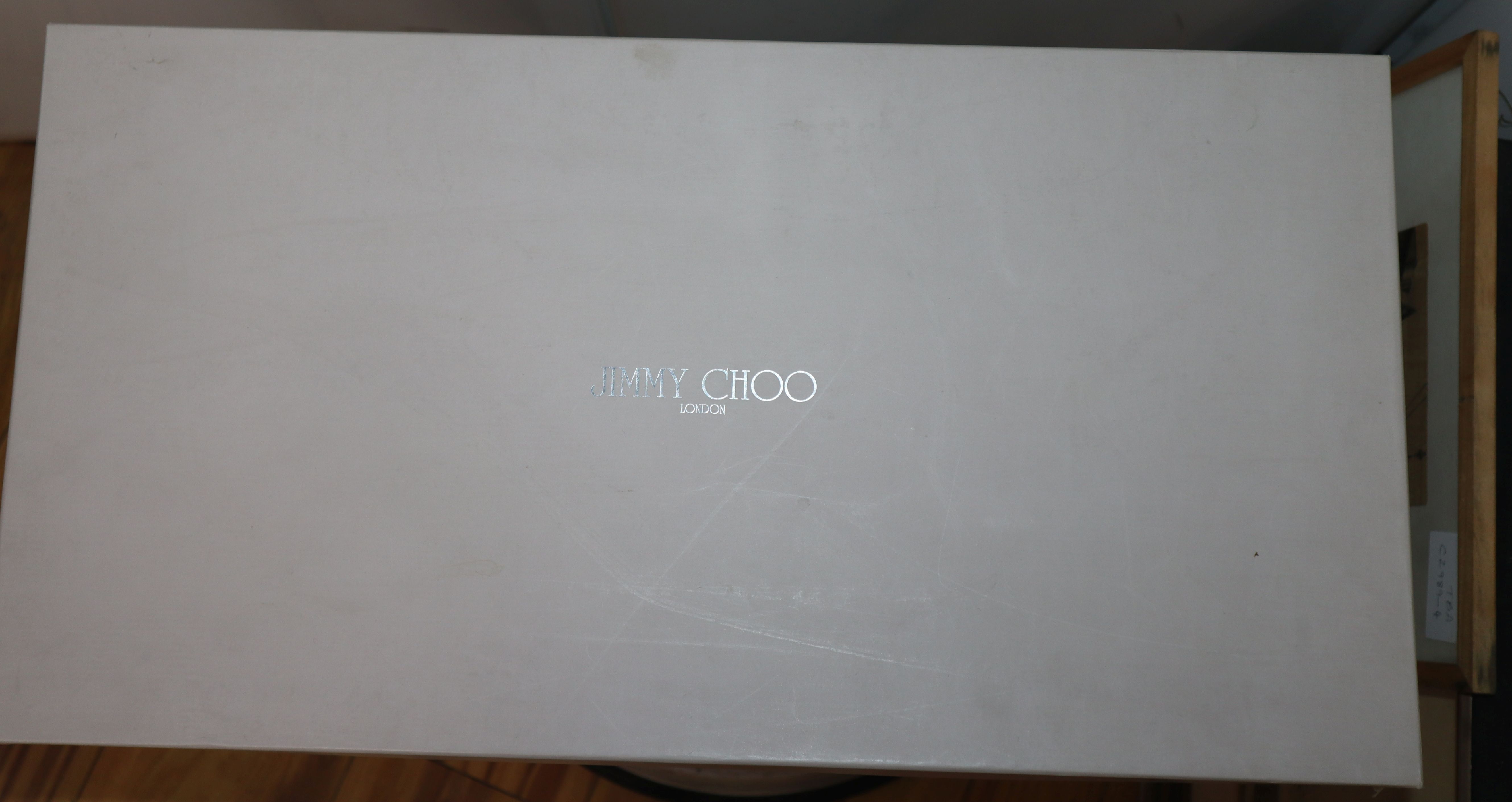 A pair of Jimmy Choo long brown leather boots with heel and back zip (boxed) - Image 2 of 2