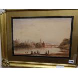 19th century English School, watercolour, View of Florence from the river, 26 x 38cm