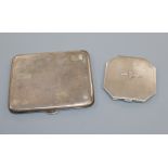 A George V silver engine turned cigarette case and a silver 'RAF' compact.