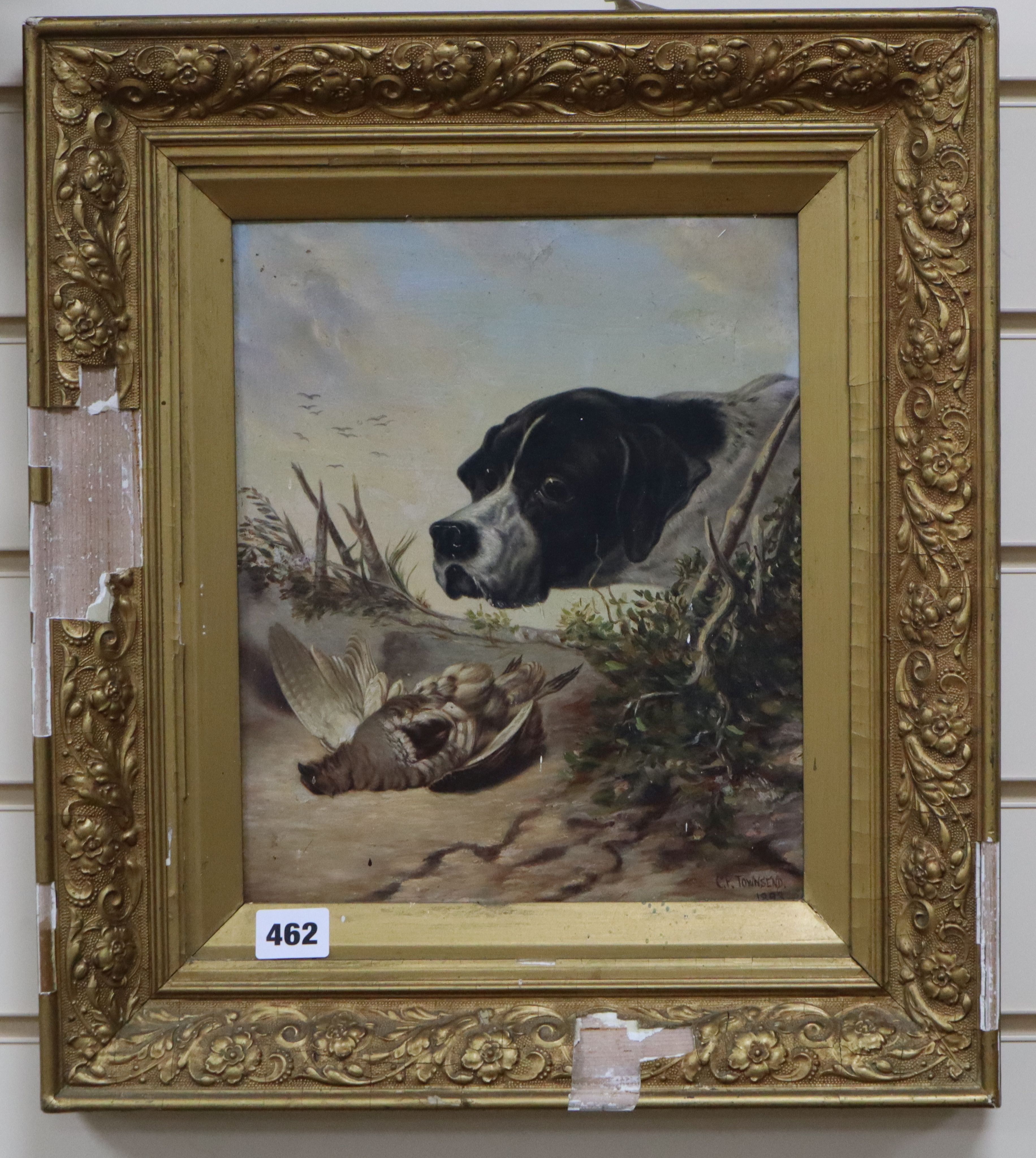 C. F. Townsend (19th century), gun dog with dead partridge, signed and dated 1893, oil on board,