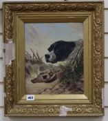 C. F. Townsend (19th century), gun dog with dead partridge, signed and dated 1893, oil on board,