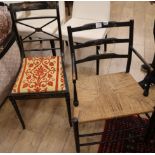 A Regency ebonised 'Sussex' elbow chair and another chair