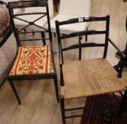 A Regency ebonised 'Sussex' elbow chair and another chair