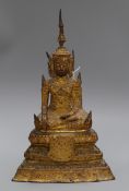 A 19th century Thai gilt bronze Buddha height 36cmProvenance - from the family of a Victorian