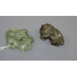 A Chinese celadon jade bixi plaque and a similar jade figure