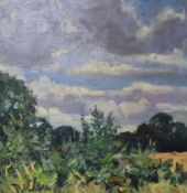 Llewellyn Petley Jones (1908-1986) oil on panel, Landscape, signed and dated '83, 40 x 38cm,