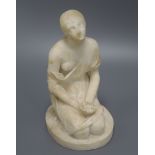 A 19th century alabaster figure of a kneeling woman height 21cm