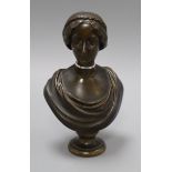 A 19th century bronze bust of a young woman (probably Queen Victoria) height 19cm