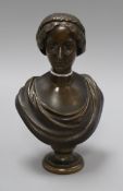 A 19th century bronze bust of a young woman (probably Queen Victoria) height 19cm