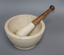 A Victorian marble pestle and mortar