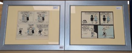 Reg Smythe (1917-1998), two pen and ink Andy Capp four-panel strips cartoons, signed, 21 x 23cm