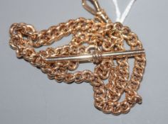 A 9ct gold curb-link watch chain, 33.3cm, 27 grams.