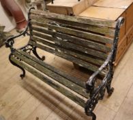 A garden bench and two bench ends Bench W.125cm