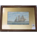 J. Mitchell, watercolour, HMS Valor, 18 x 29cm