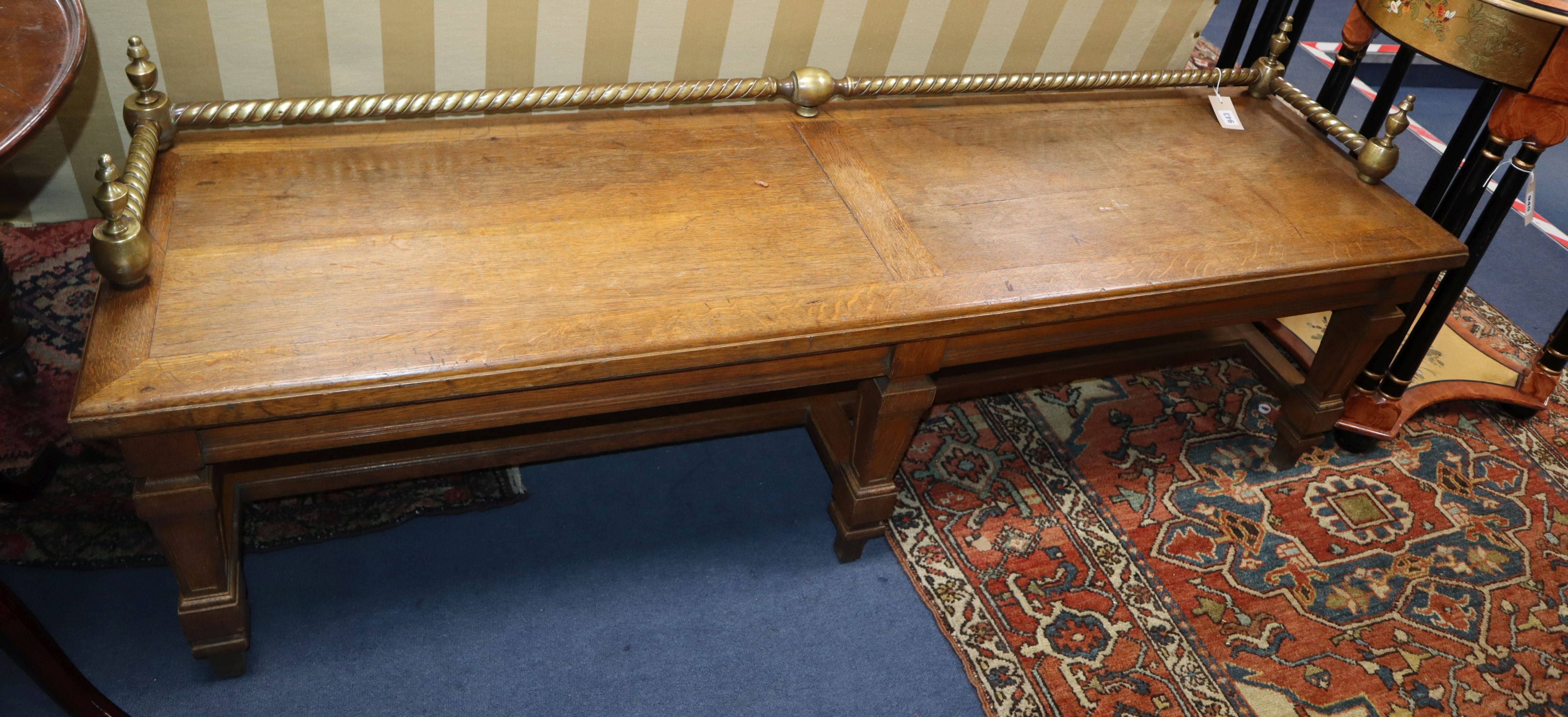 A late Victorian oak window seat W.158cm