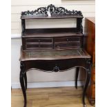 A late 19th century rosewood bonheur du jour W.80cm