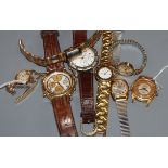 A Seiko Quartz Chronograph on leather strap, another vintage chronograph and six other watches,