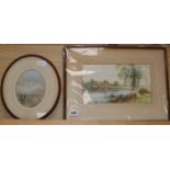 Creswick Boydell, River landscape with cattle, signed, watercolour, 16.5 x 29cm and another