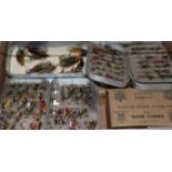 A collection of vintage Hardy's fishing flies in Hardy tins and loose including nine large flies,