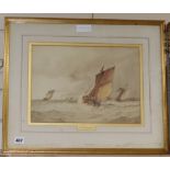 Frederick James Aldridge (1850-1933) watercolour, seascape, signed, 26 x 36cm