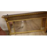 A Regency design gilt frame three plate overmantel mirror W.116cm