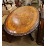 A late Victorian inlaid walnut oval loo table W.120cm