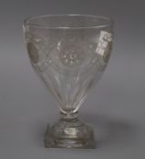 A Regency wheel engraved glass rummer height 15.5cm