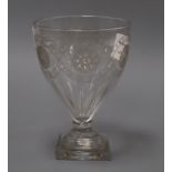 A Regency wheel engraved glass rummer height 15.5cm