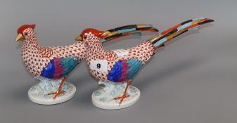 A pair of Herend pheasants width 33cm