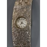 A lady's 9ct white gold Bueche-Girod bracelet watch, 17.2cm approx.