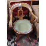 A late Victorian mahogany swivel desk chair