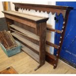 Two 18th century oak plate racks larger W.182cm