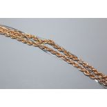 A two-colour 9ct gold rope-link chain (a.f.), 7.2 grams.