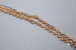 A two-colour 9ct gold rope-link chain (a.f.), 7.2 grams.