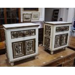 A pair of Italian cream and giltwood bedside cabinets W.50cm