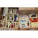 Two boxes of model cars and vans by Lledo