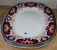 Two copeland spode meat dishes and a Royal Copenhagen Crown Derby meat dish