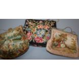A fine silk embroidered bag and a two needlework bags