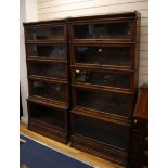 A pair of Globe Wernicke oak five section bookcases W.86cm